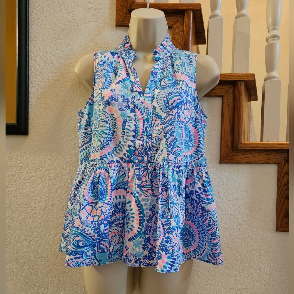 Lilly Pulitzer XS Ruffle Hem Top NEW WITH TAGS